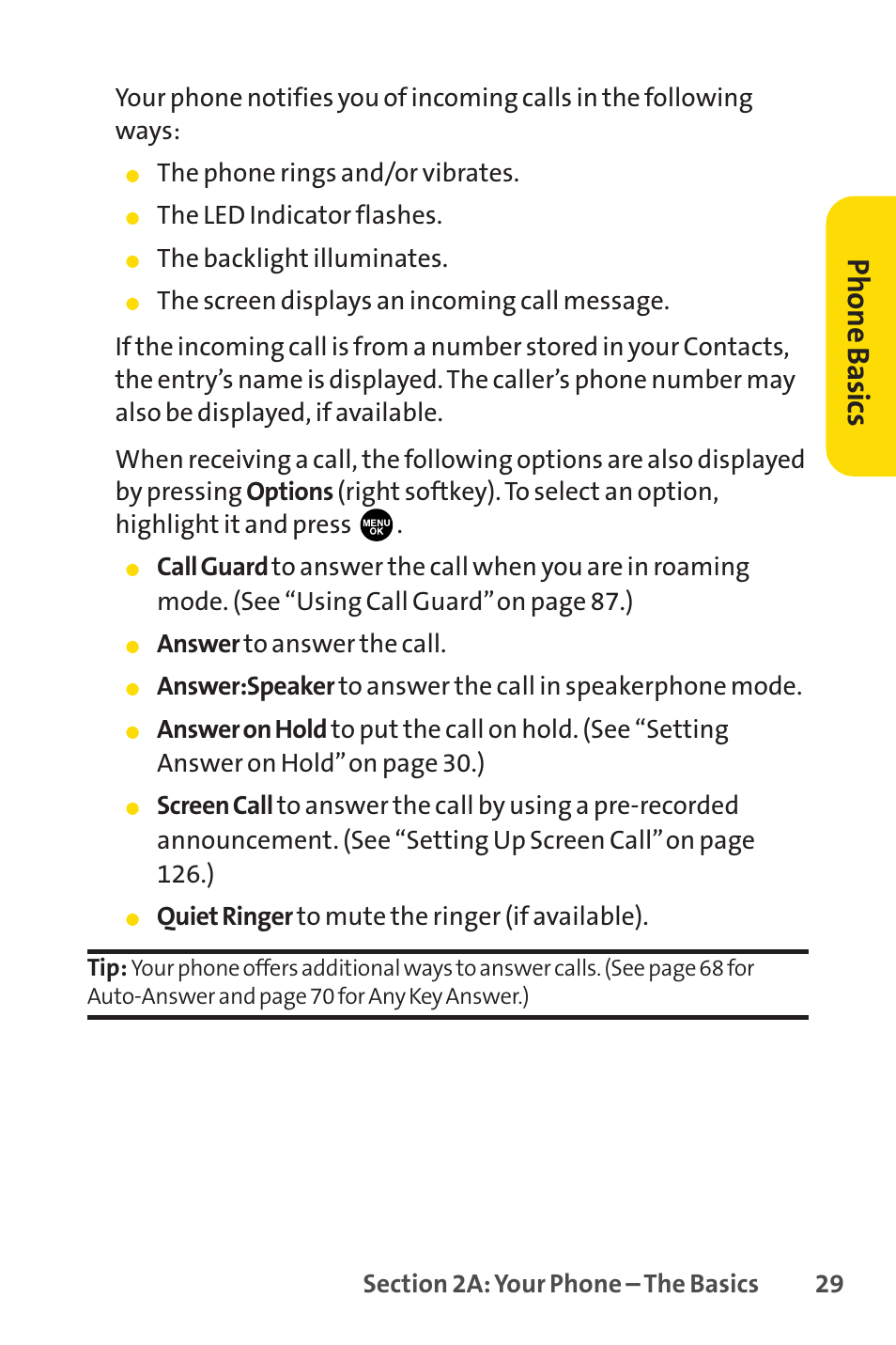 Phone basics | Sprint Nextel PCSVISIONPHONE SCP-3100 User Manual | Page 45 / 270