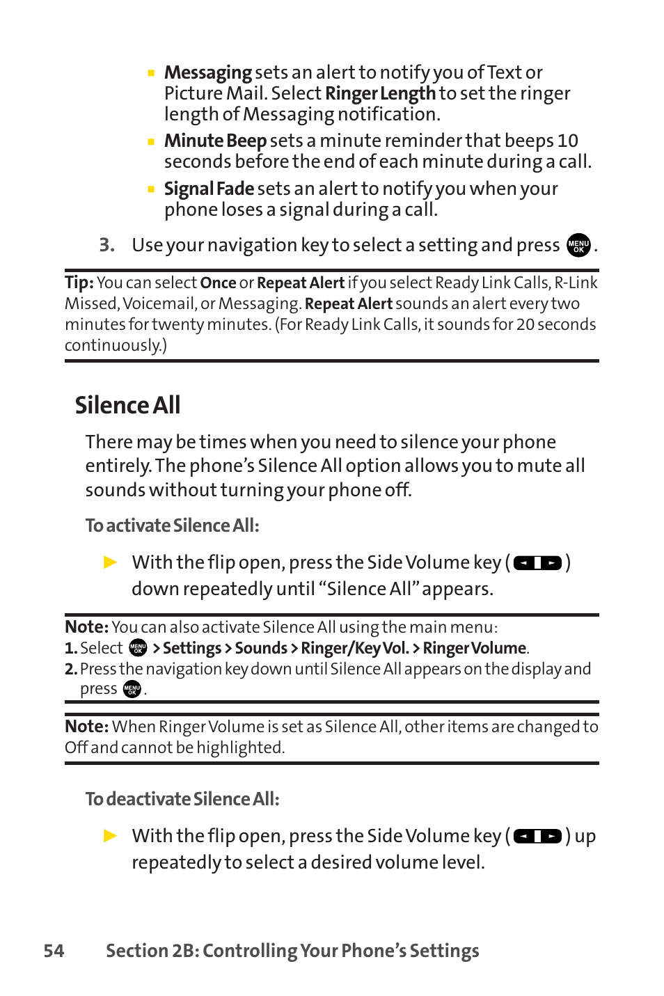Silence all | Sprint Nextel PCSVISIONPHONE SCP-3100 User Manual | Page 70 / 270