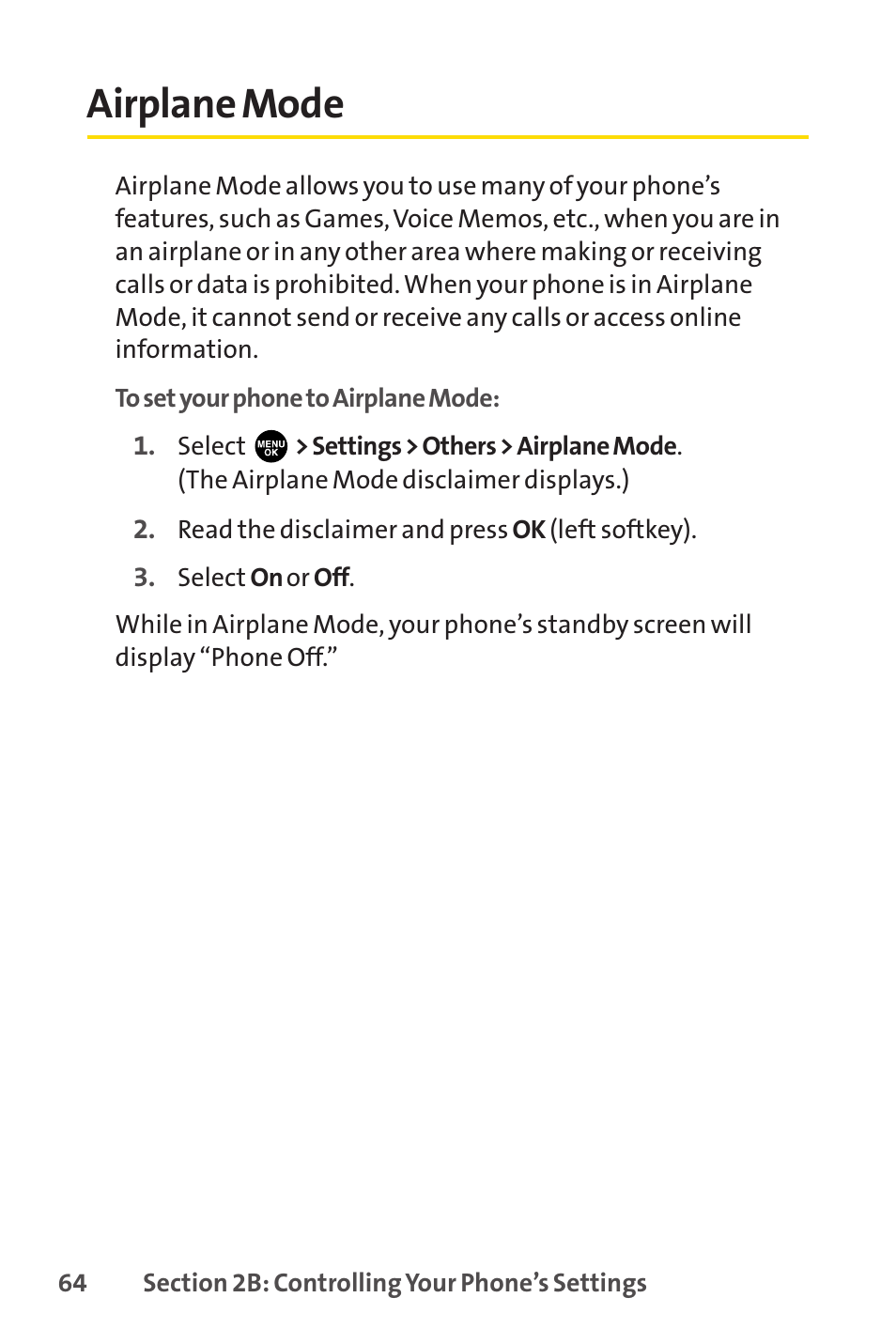 Airplane mode | Sprint Nextel PCSVISIONPHONE SCP-3100 User Manual | Page 80 / 270