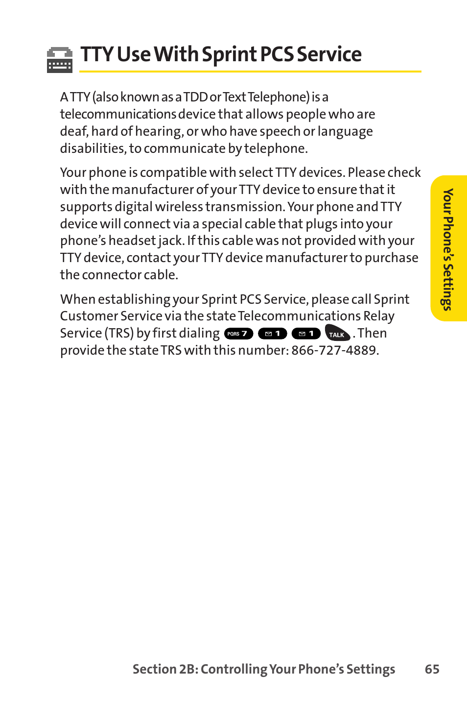 Tty use with sprint pcs service, Tty usewith sprint pcs service | Sprint Nextel PCSVISIONPHONE SCP-3100 User Manual | Page 81 / 270