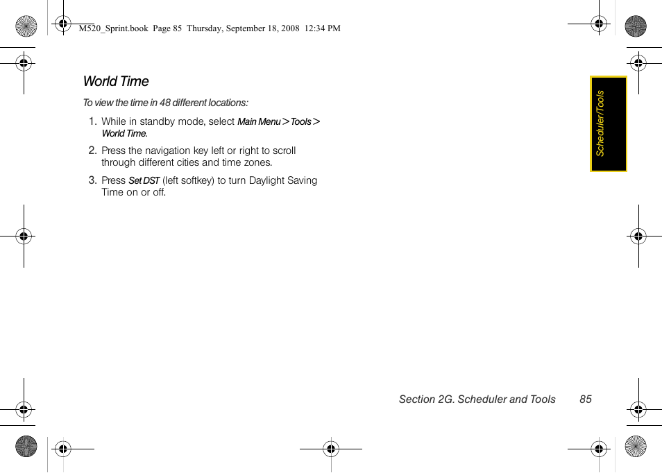 World time | Sprint Nextel M520 User Manual | Page 101 / 199