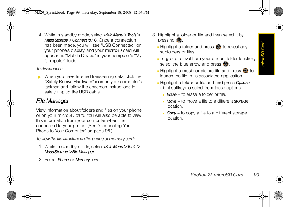 File manager | Sprint Nextel M520 User Manual | Page 115 / 199