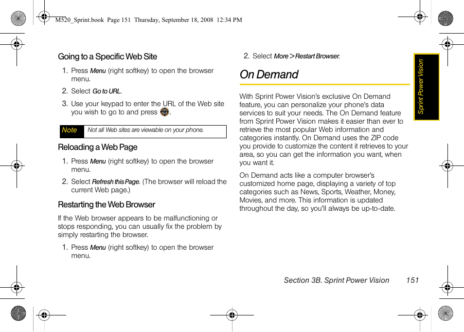 On demand | Sprint Nextel M520 User Manual | Page 167 / 199