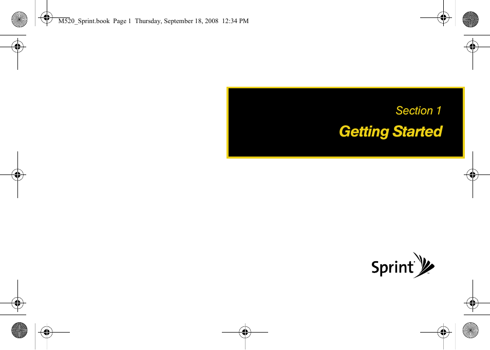 Getting started, Section 1: getting started | Sprint Nextel M520 User Manual | Page 17 / 199