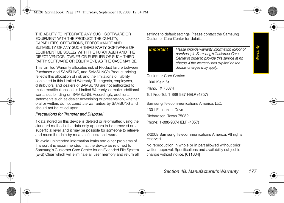 Sprint Nextel M520 User Manual | Page 193 / 199