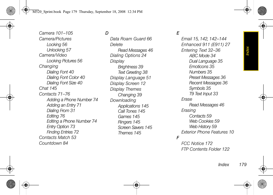 Sprint Nextel M520 User Manual | Page 195 / 199