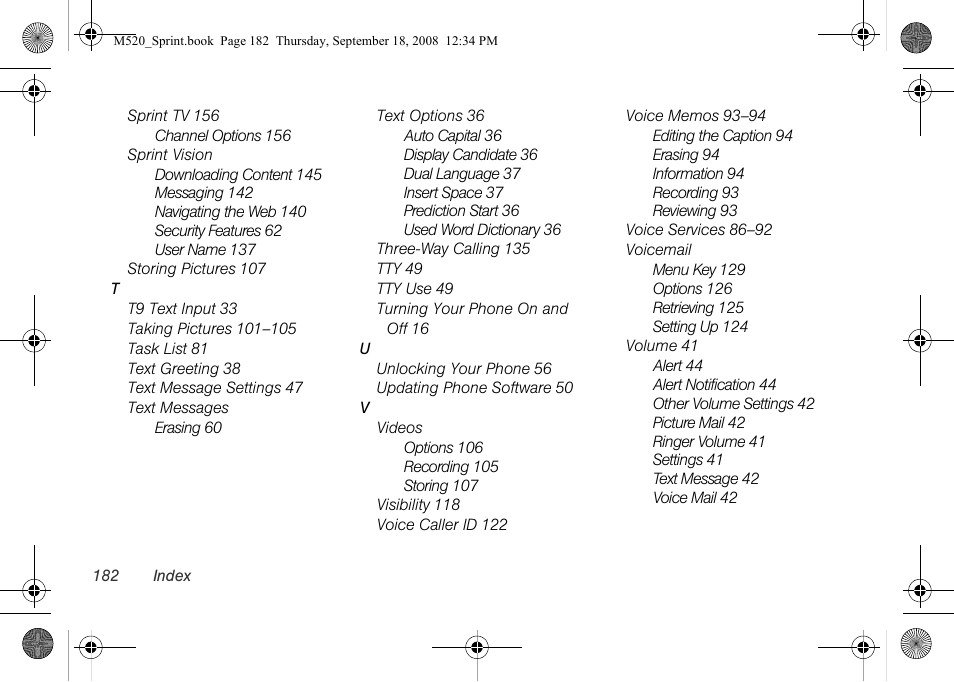 Sprint Nextel M520 User Manual | Page 198 / 199