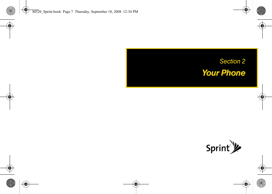 Your phone, Section 2: your phone | Sprint Nextel M520 User Manual | Page 23 / 199