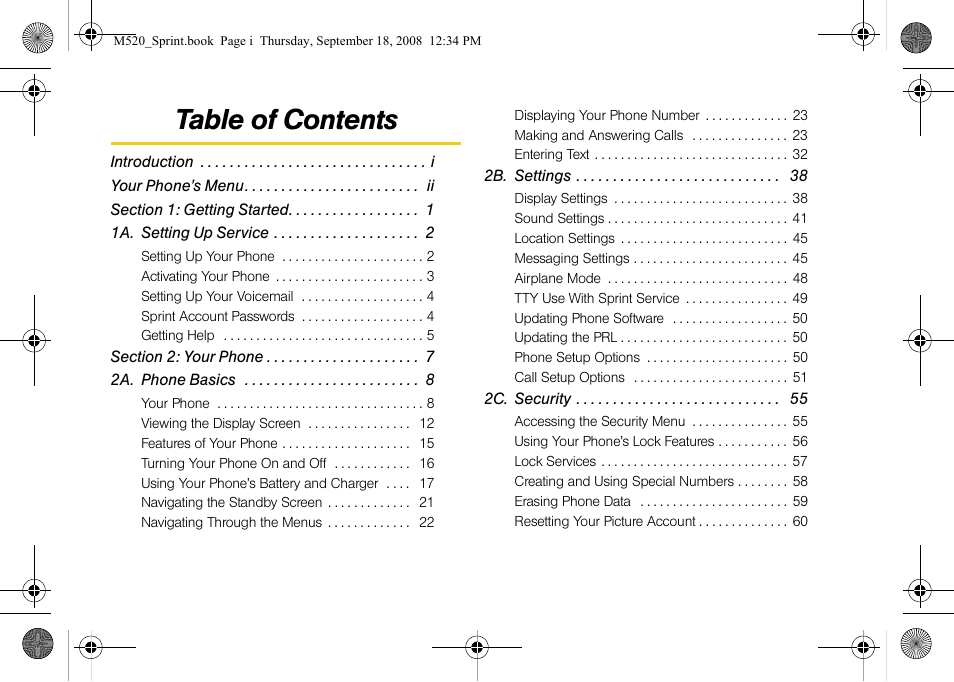 Sprint Nextel M520 User Manual | Page 3 / 199