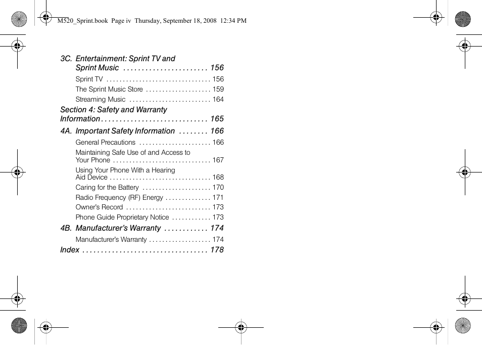 Sprint Nextel M520 User Manual | Page 6 / 199