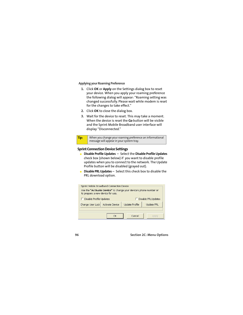 Sprint connection device settings | Sprint Nextel U727 User Manual | Page 104 / 183