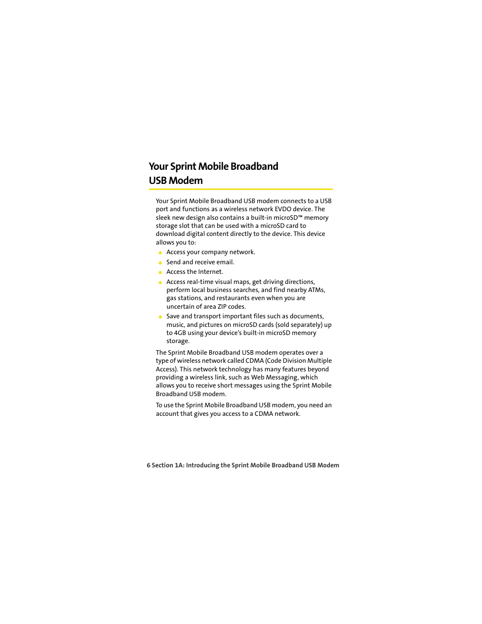 Your sprint mobile broadband usb modem | Sprint Nextel U727 User Manual | Page 14 / 183