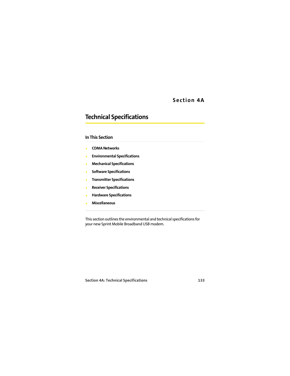 Technical specifications, 4a. technical specifications | Sprint Nextel U727 User Manual | Page 141 / 183