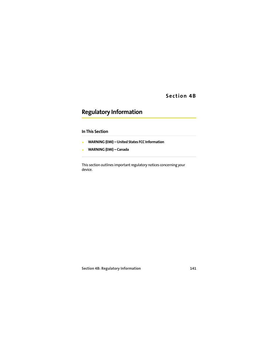 Regulatory information, 4b. regulatory information | Sprint Nextel U727 User Manual | Page 149 / 183