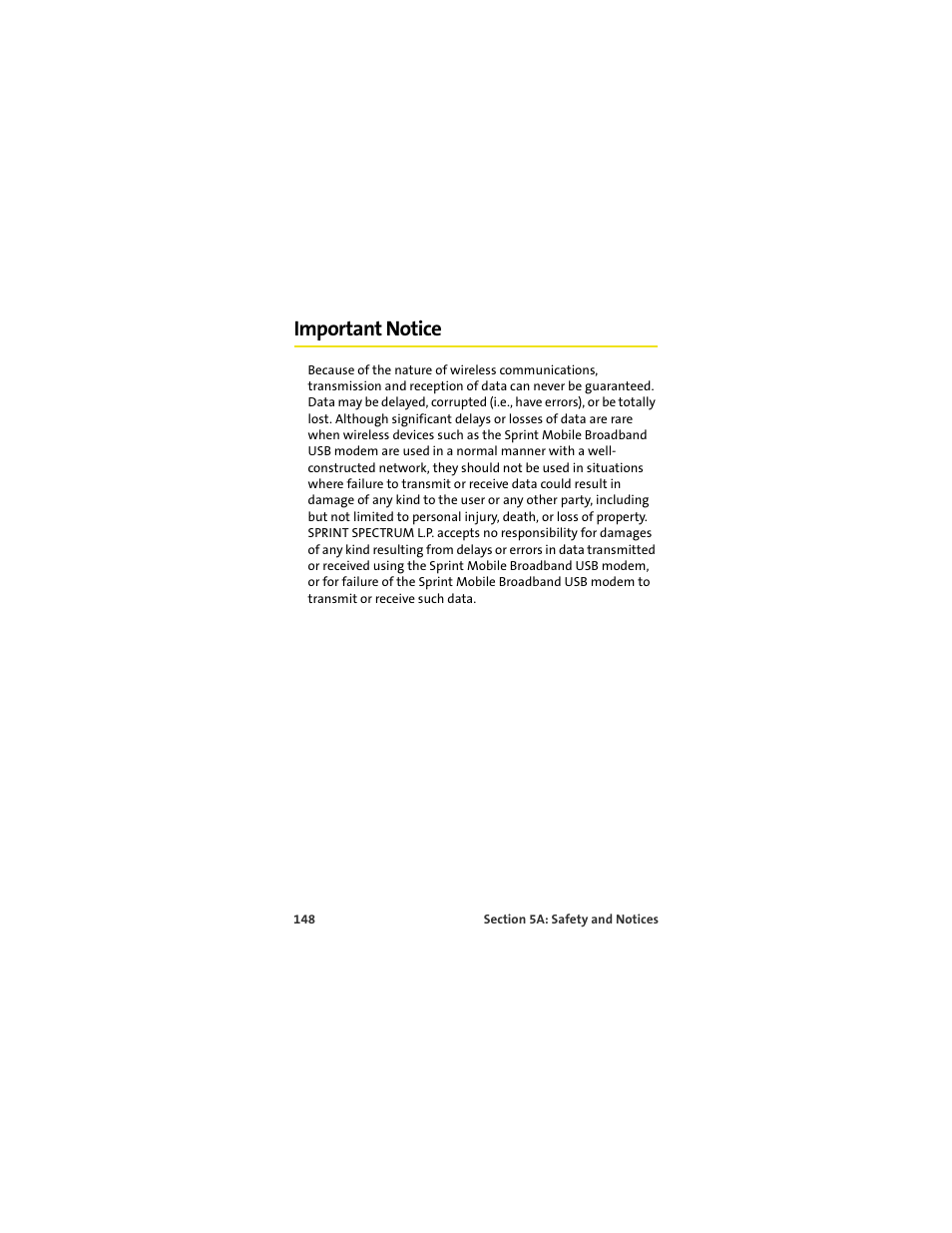 Important notice | Sprint Nextel U727 User Manual | Page 156 / 183