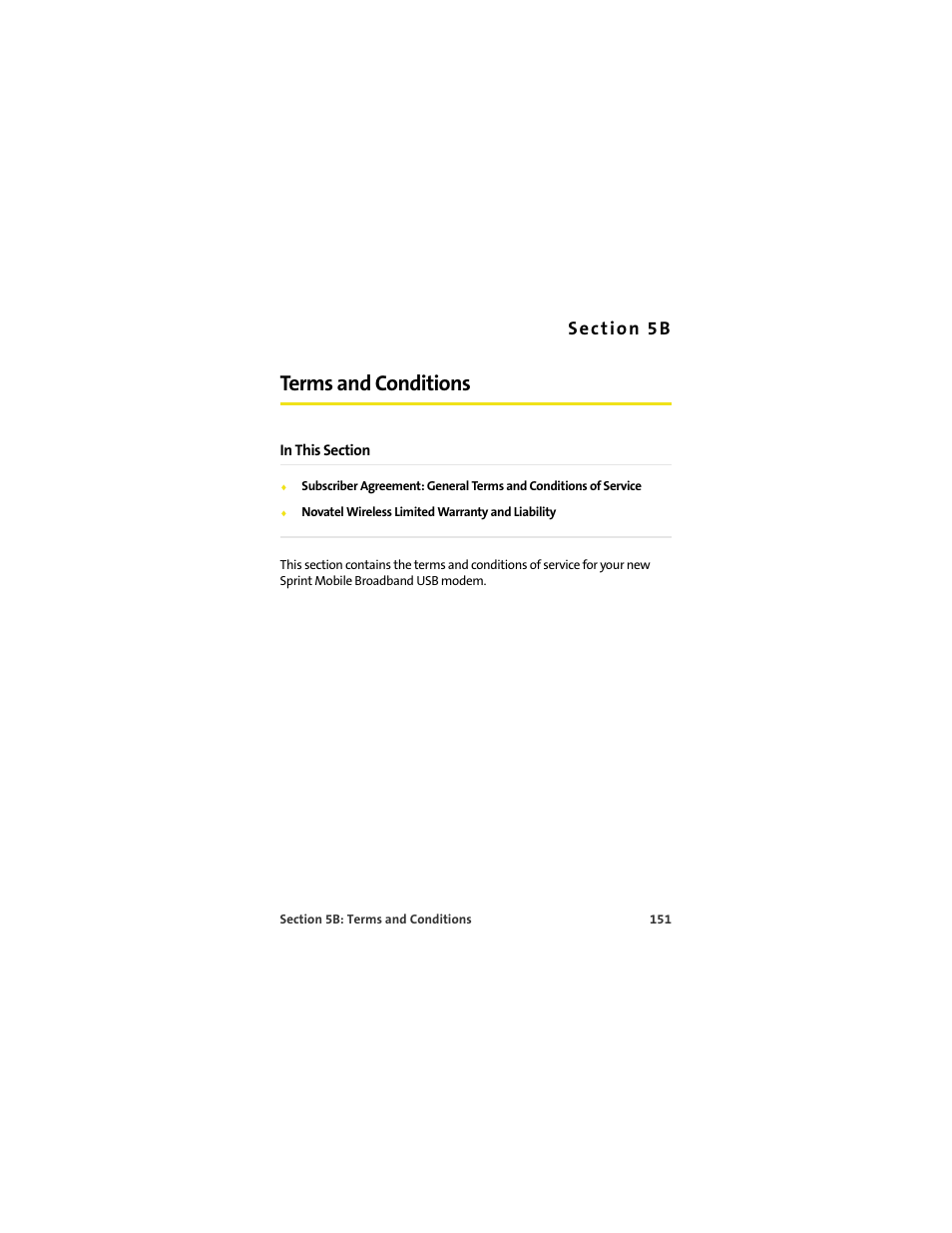 Terms and conditions, 5b. terms and conditions | Sprint Nextel U727 User Manual | Page 159 / 183