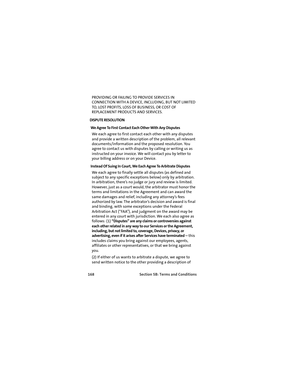 Dispute resolution | Sprint Nextel U727 User Manual | Page 176 / 183