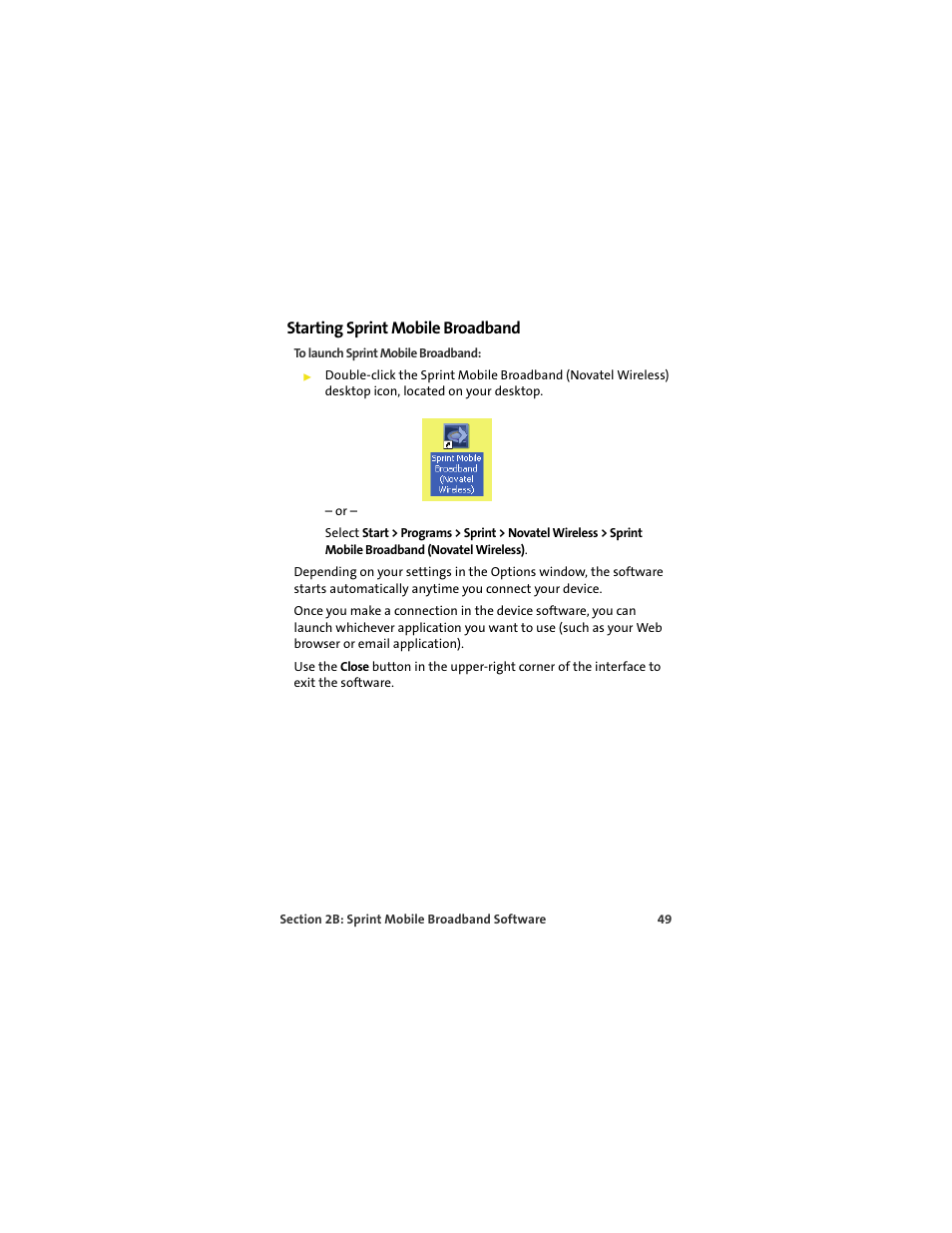 Starting sprint mobile broadband | Sprint Nextel U727 User Manual | Page 57 / 183