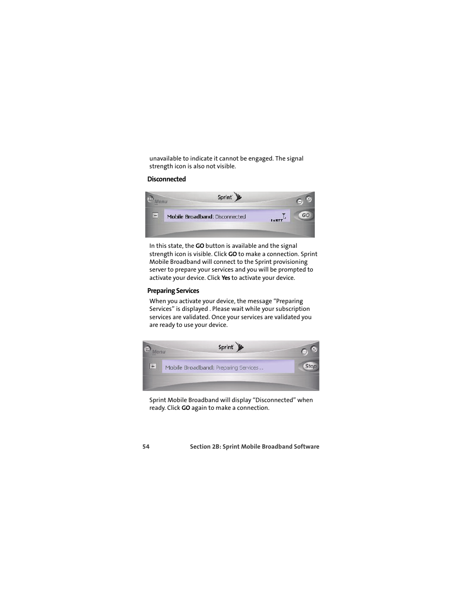 Disconnected, Preparing services | Sprint Nextel U727 User Manual | Page 62 / 183