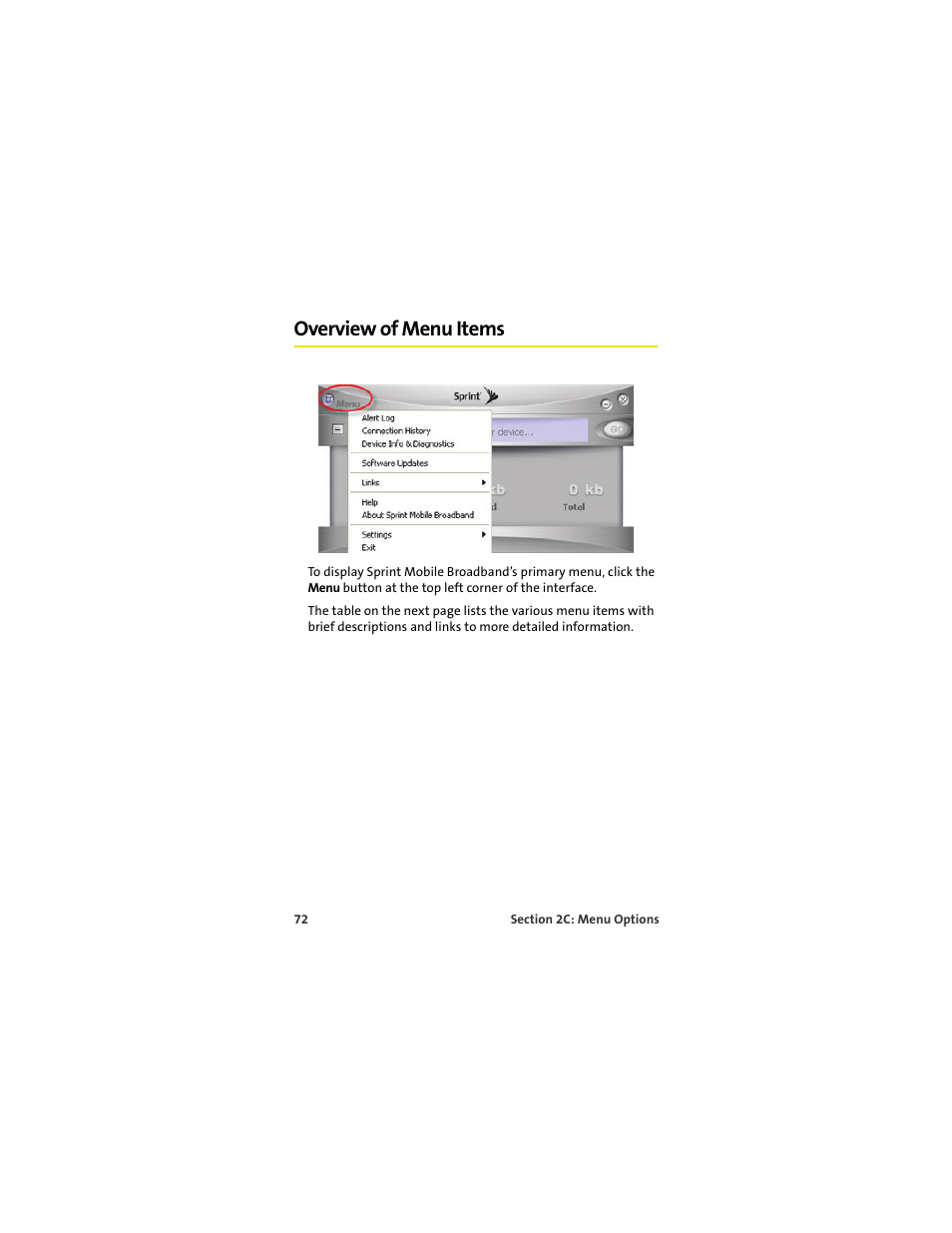 Overview of menu items | Sprint Nextel U727 User Manual | Page 80 / 183