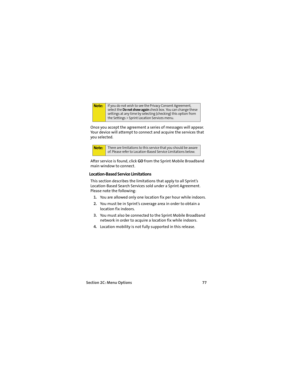 Location-based service limitations | Sprint Nextel U727 User Manual | Page 85 / 183