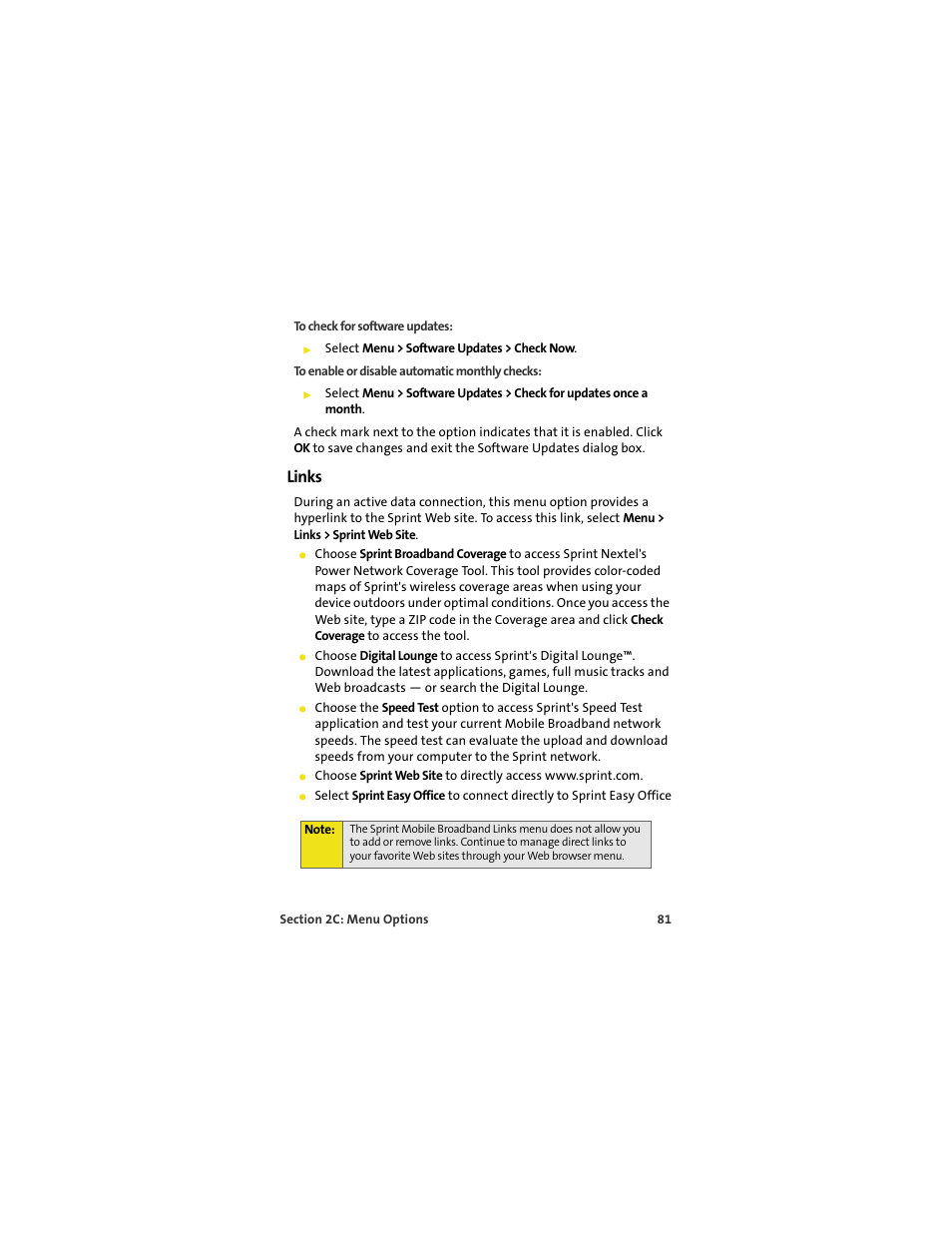 Links | Sprint Nextel U727 User Manual | Page 89 / 183