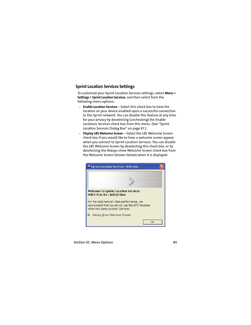 Sprint location services settings | Sprint Nextel U727 User Manual | Page 93 / 183