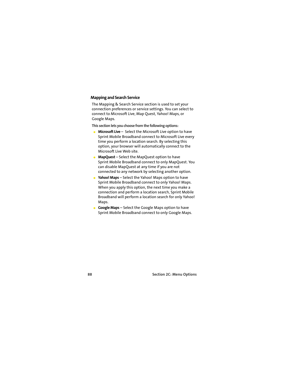 Mapping and search service | Sprint Nextel U727 User Manual | Page 96 / 183