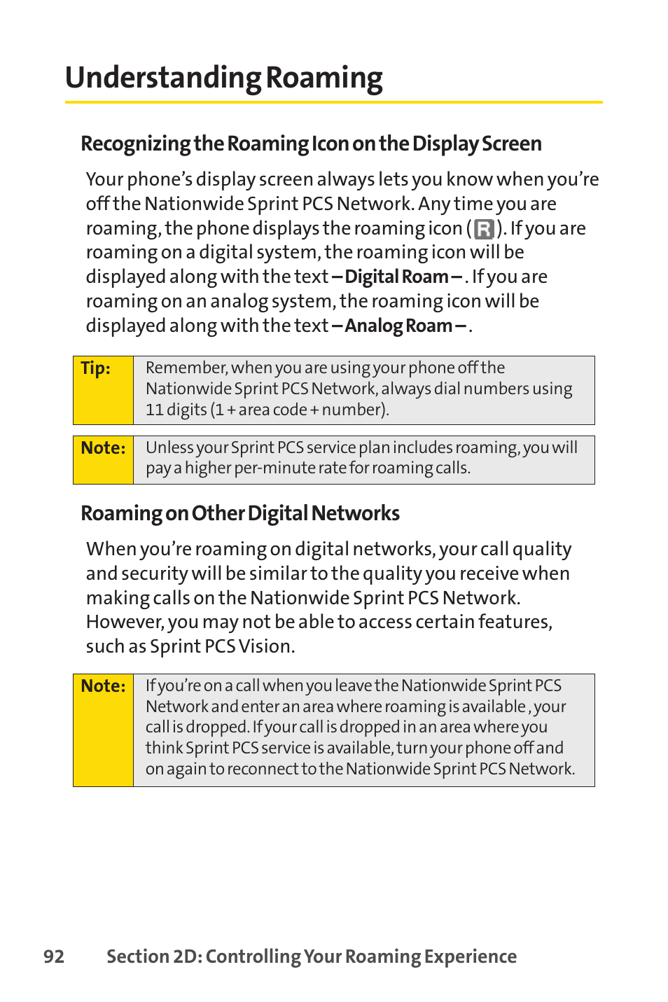 Understanding roaming | Sprint Nextel SPRINT PCS VISIO SCP-7000 User Manual | Page 108 / 254