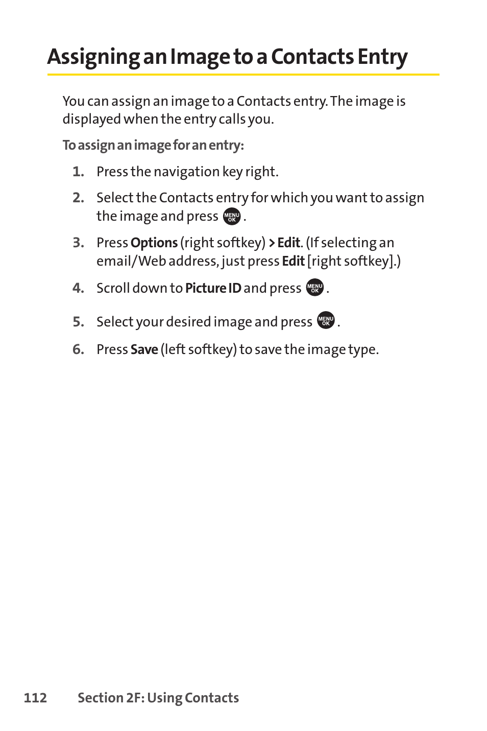 Assigning an image to a contacts entry | Sprint Nextel SPRINT PCS VISIO SCP-7000 User Manual | Page 128 / 254