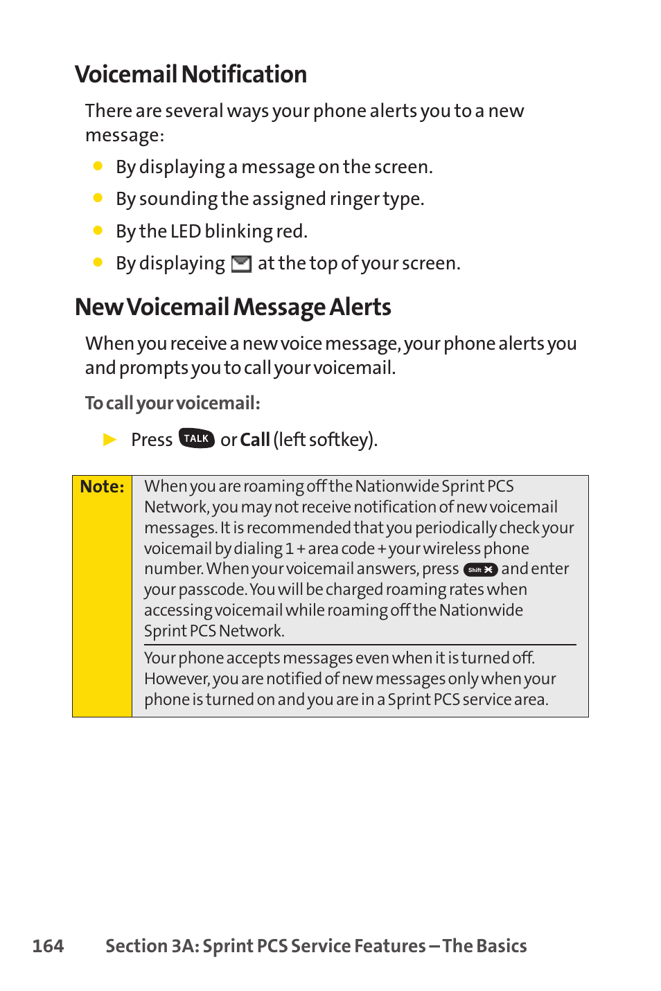 Voicemail notification, New voicemail message alerts | Sprint Nextel SPRINT PCS VISIO SCP-7000 User Manual | Page 180 / 254