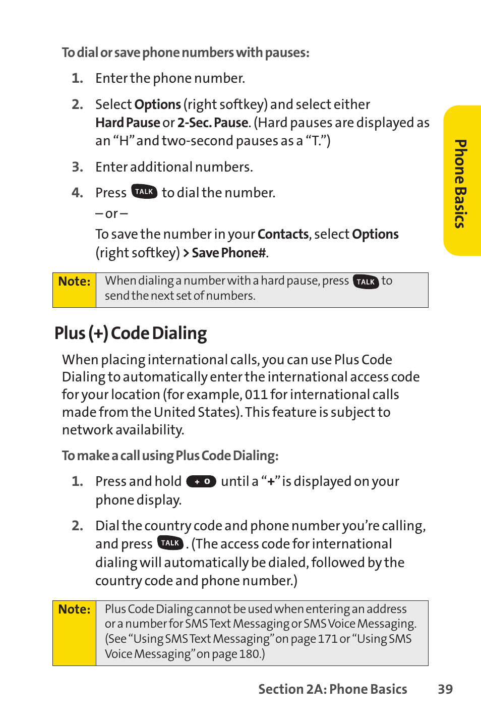 Plus (+) code dialing, Ph on e b as ics | Sprint Nextel SPRINT PCS VISIO SCP-7000 User Manual | Page 55 / 254