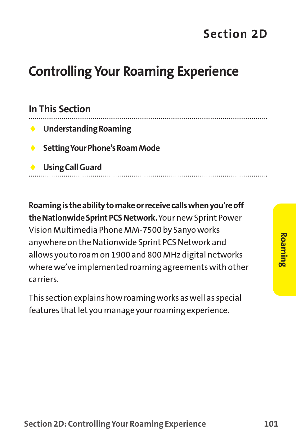 Controlling your roaming experience, 2d. controlling your roaming experience | Sprint Nextel MM-7500 User Manual | Page 111 / 345
