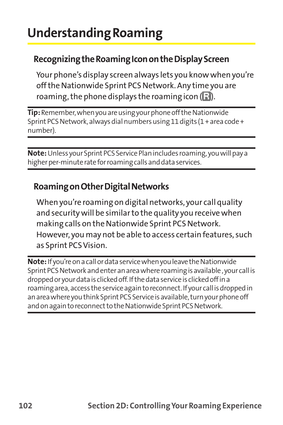 Understanding roaming | Sprint Nextel MM-7500 User Manual | Page 112 / 345