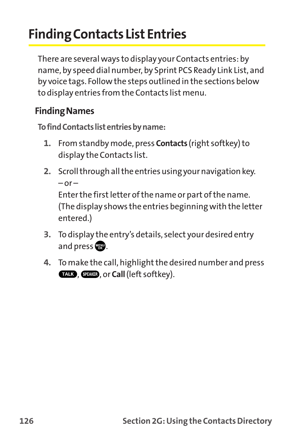 Finding contacts list entries | Sprint Nextel MM-7500 User Manual | Page 136 / 345