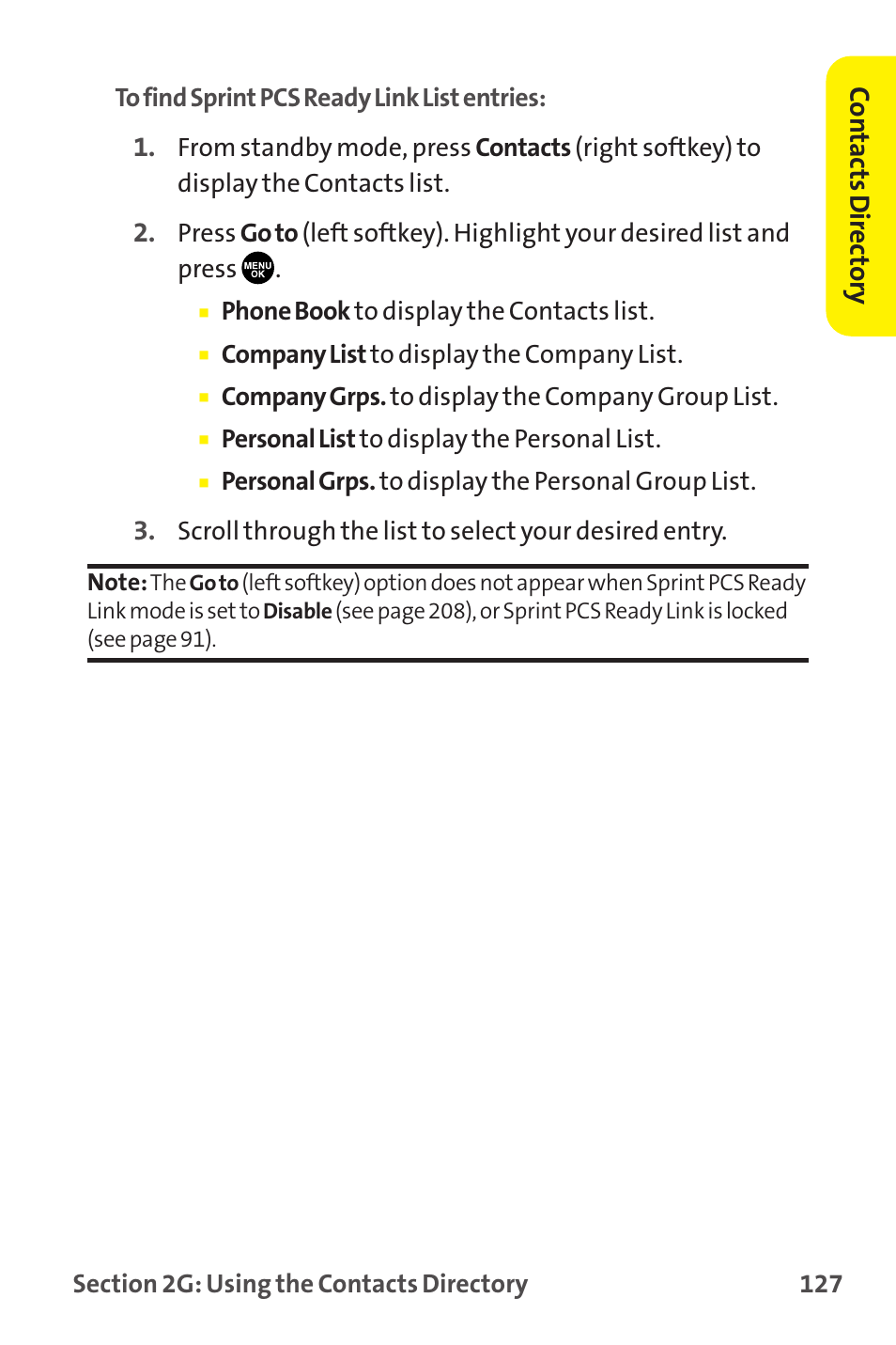 Co n tac ts dir ec tory | Sprint Nextel MM-7500 User Manual | Page 137 / 345