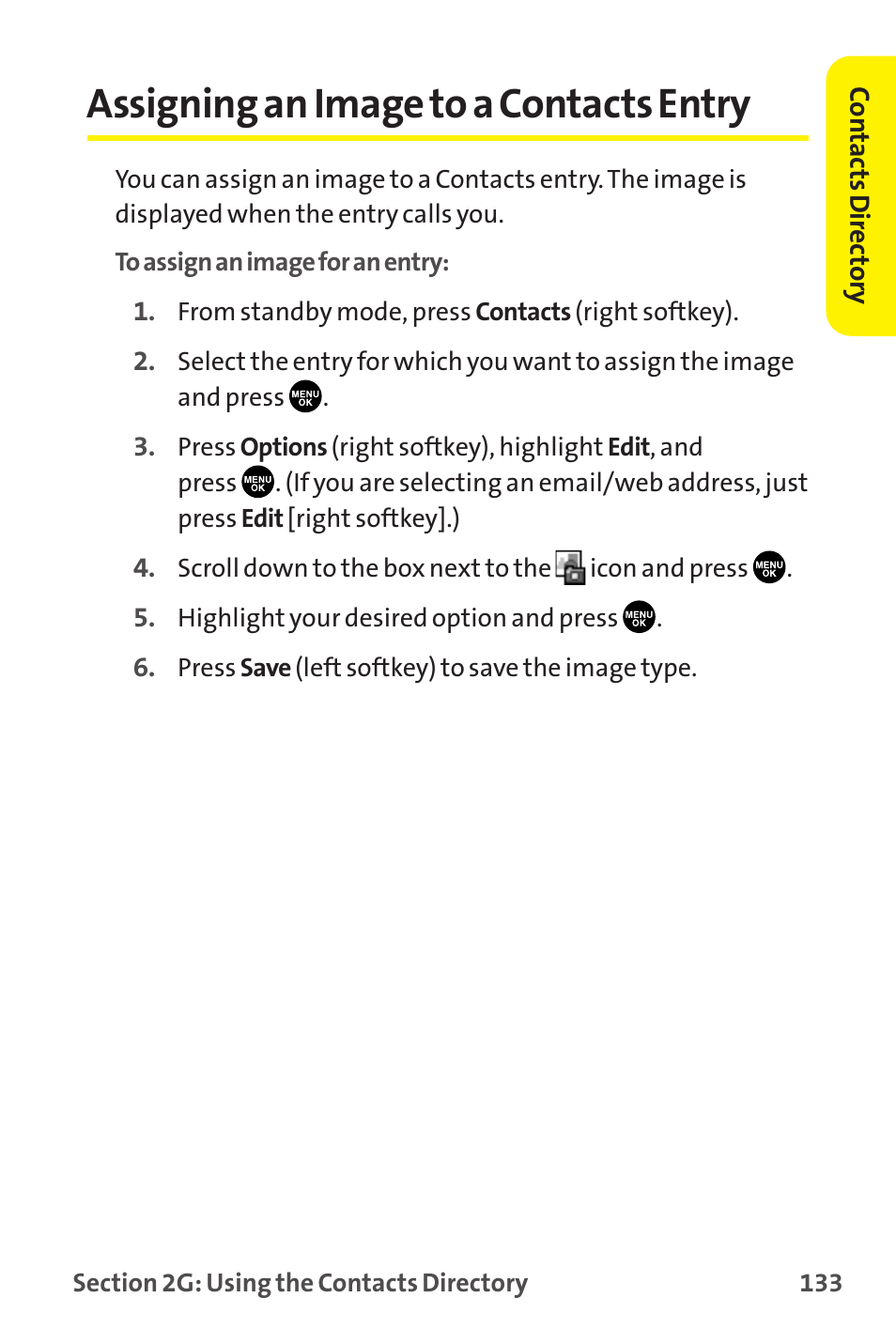 Assigning an image to a contacts entry | Sprint Nextel MM-7500 User Manual | Page 143 / 345