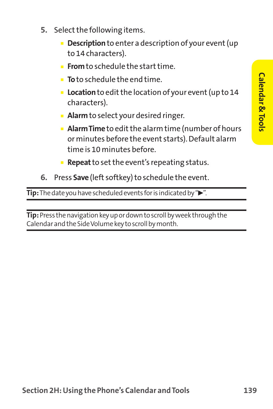 Calendar & tools | Sprint Nextel MM-7500 User Manual | Page 149 / 345