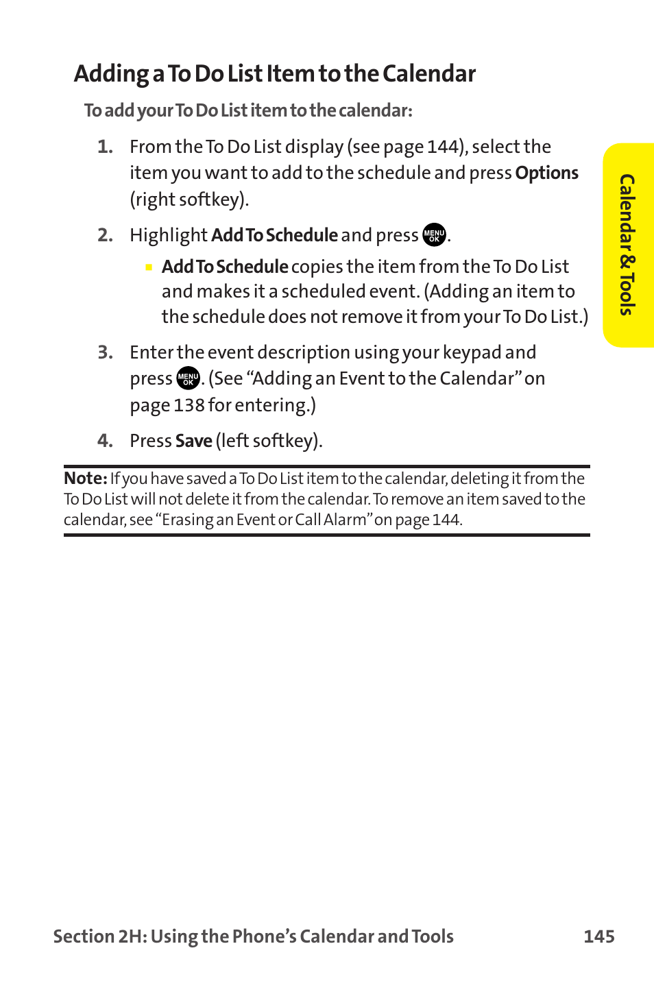Adding a to do list item to the calendar | Sprint Nextel MM-7500 User Manual | Page 155 / 345