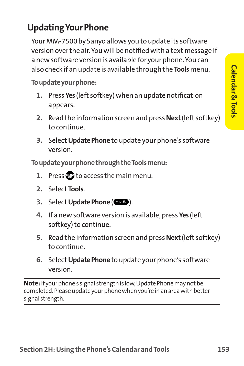 Updating your phone | Sprint Nextel MM-7500 User Manual | Page 163 / 345