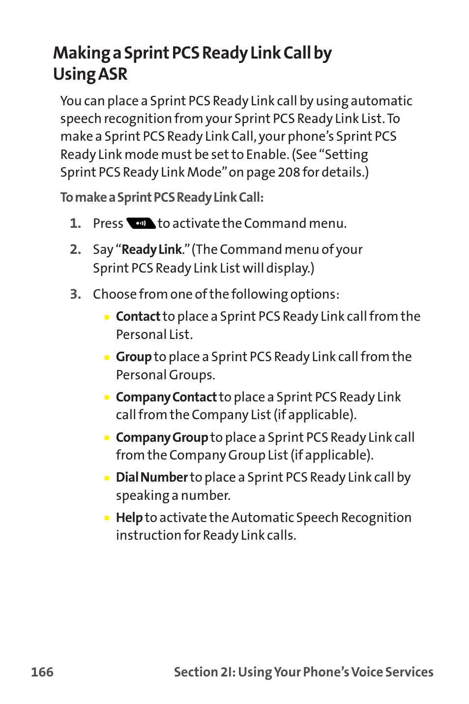 Making a sprint pcs ready link call by using asr | Sprint Nextel MM-7500 User Manual | Page 176 / 345