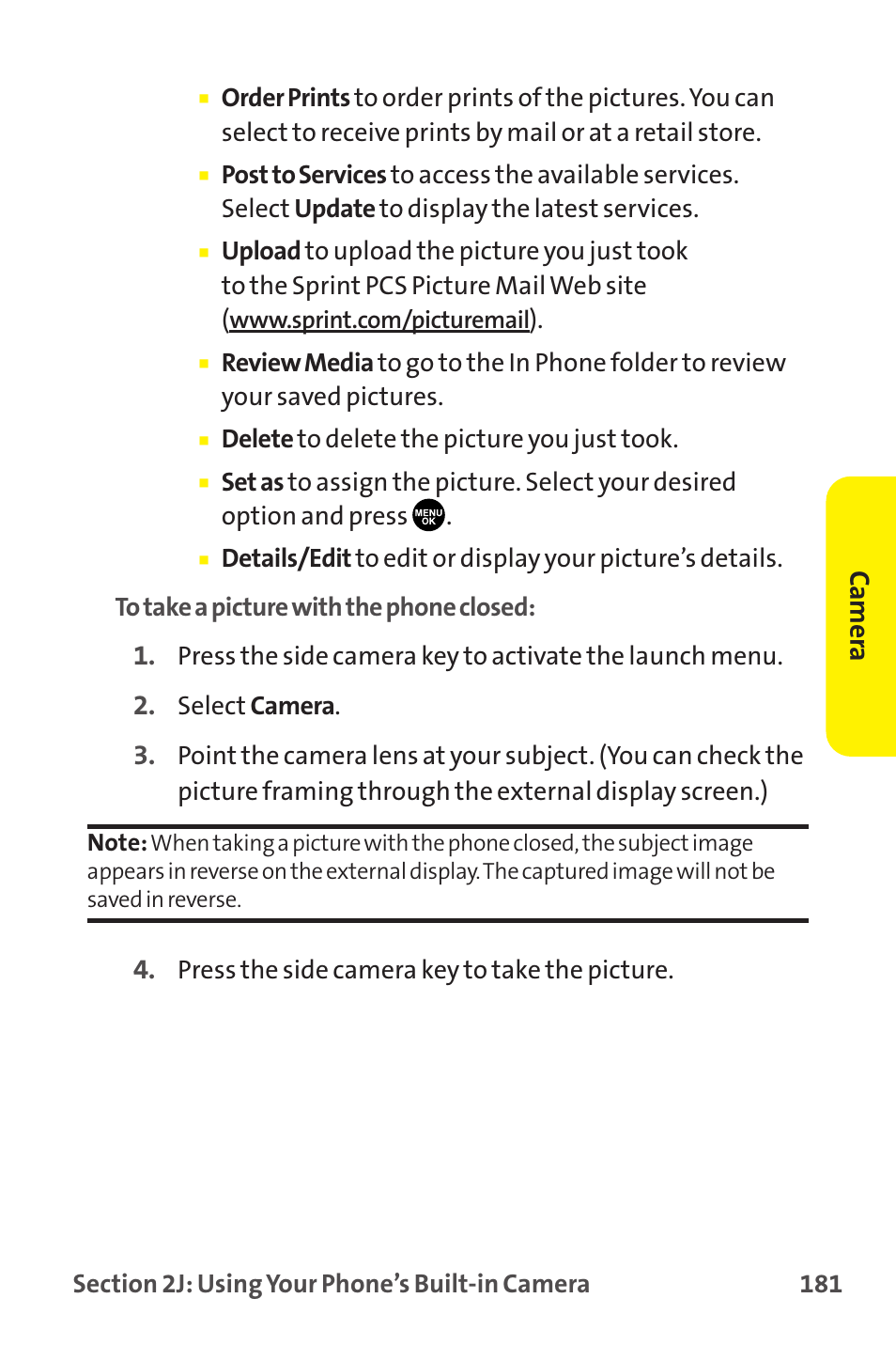 Camer a | Sprint Nextel MM-7500 User Manual | Page 191 / 345