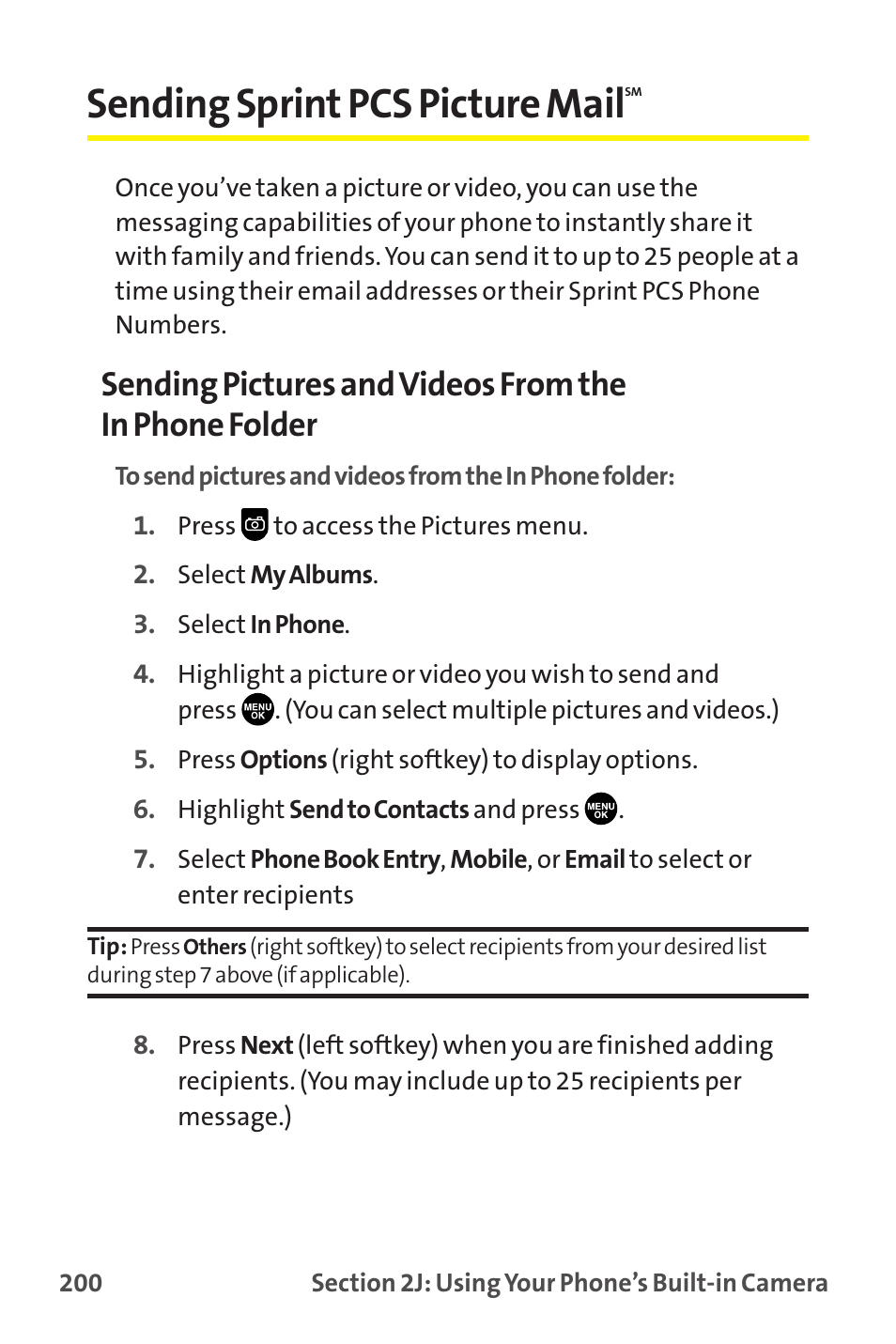 Sending sprint pcs picture mail | Sprint Nextel MM-7500 User Manual | Page 210 / 345