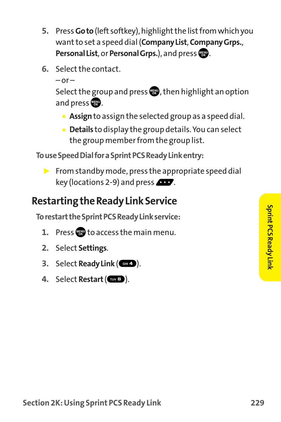Restarting the ready link service | Sprint Nextel MM-7500 User Manual | Page 239 / 345