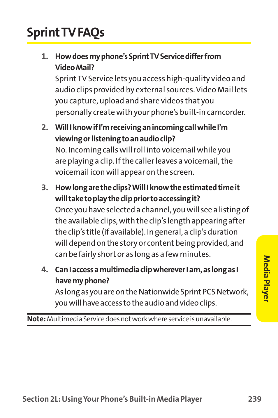 Sprint tv faqs | Sprint Nextel MM-7500 User Manual | Page 249 / 345