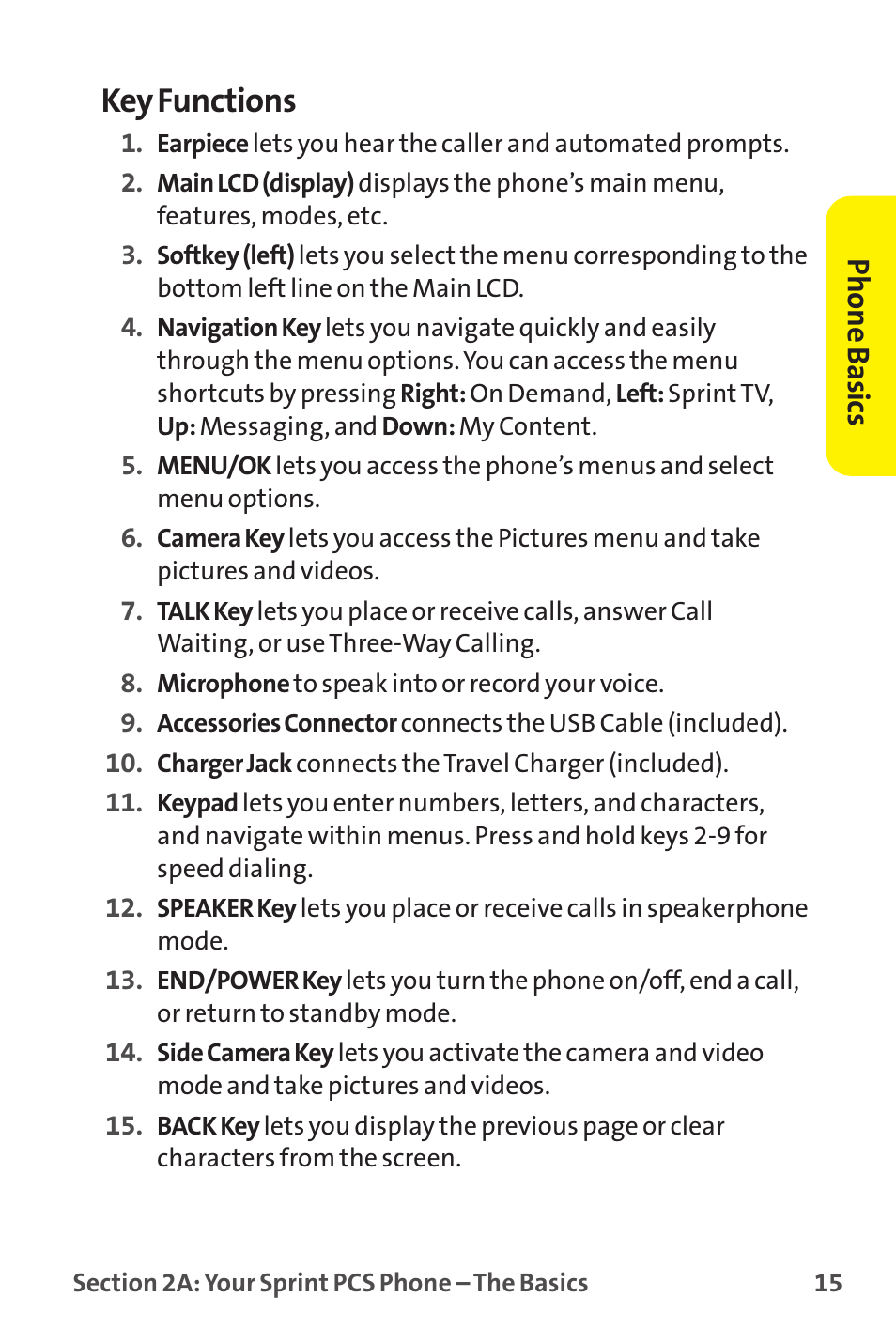 Key functions, Phone basics | Sprint Nextel MM-7500 User Manual | Page 25 / 345