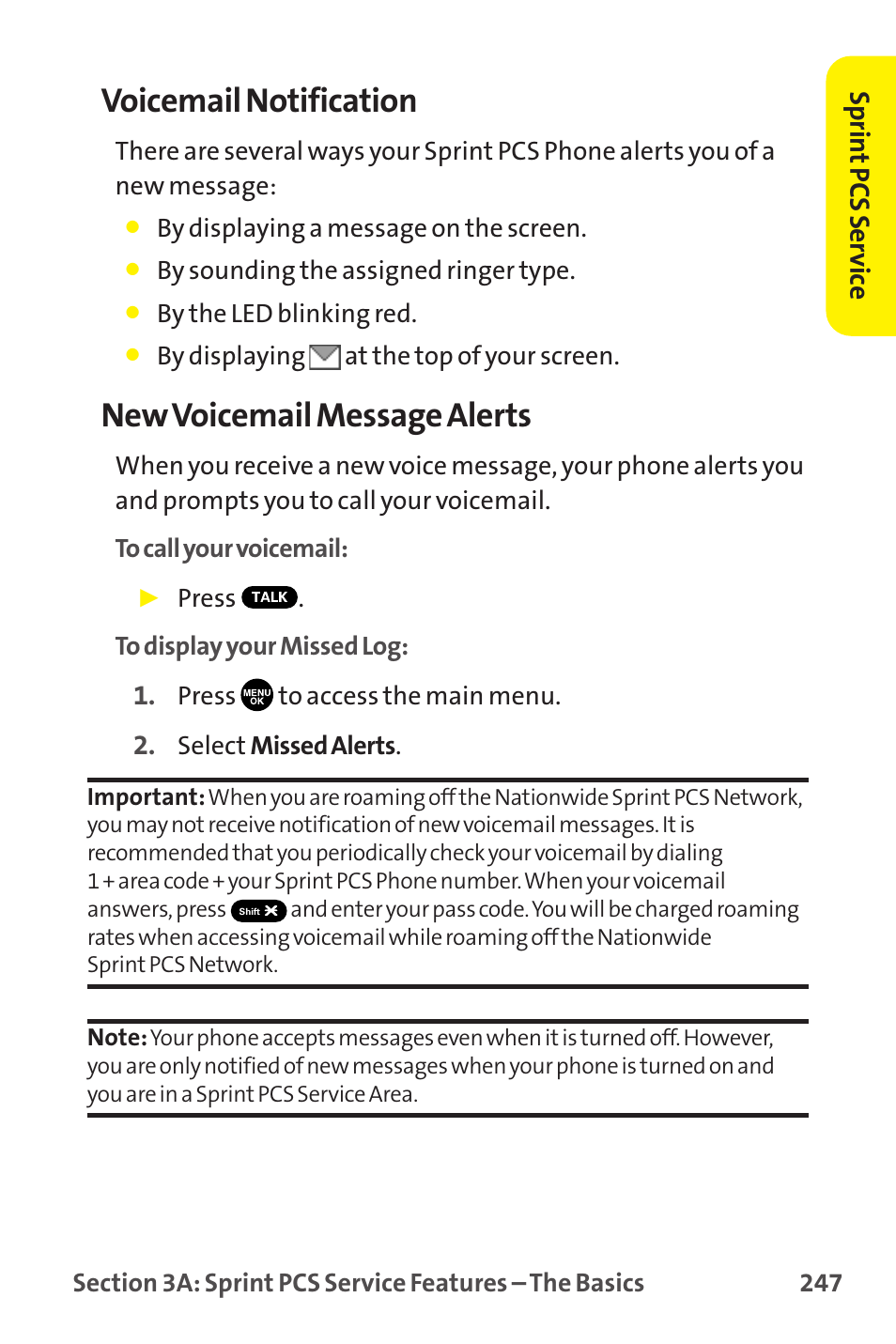 Voicemail notification, New voicemail message alerts | Sprint Nextel MM-7500 User Manual | Page 257 / 345