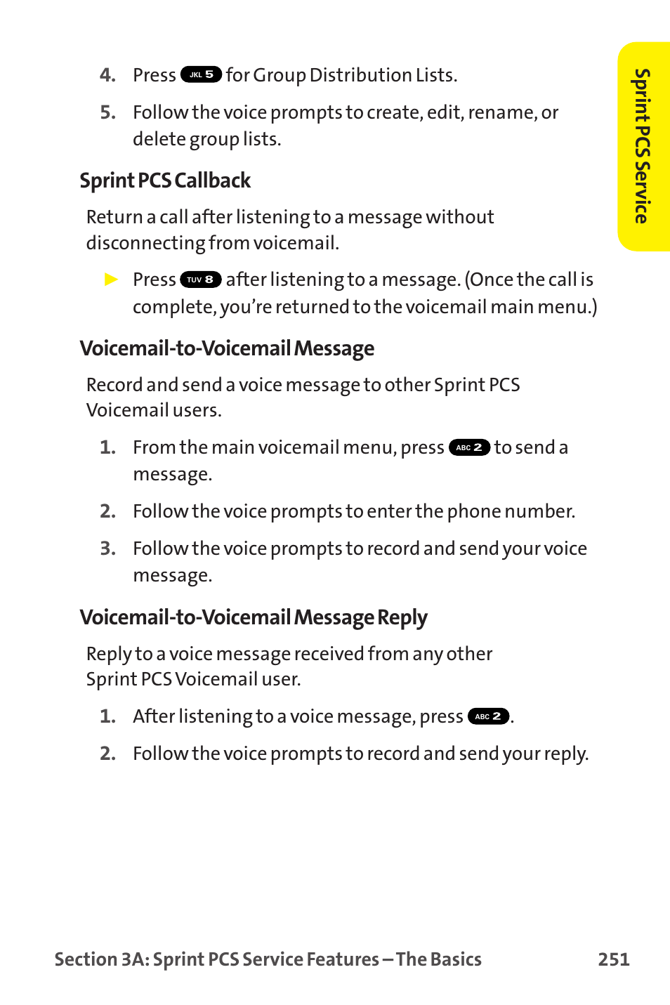 Sprint pcs callback, Voicemail-to-voicemail message, Voicemail-to-voicemail message reply | Sprint Nextel MM-7500 User Manual | Page 261 / 345