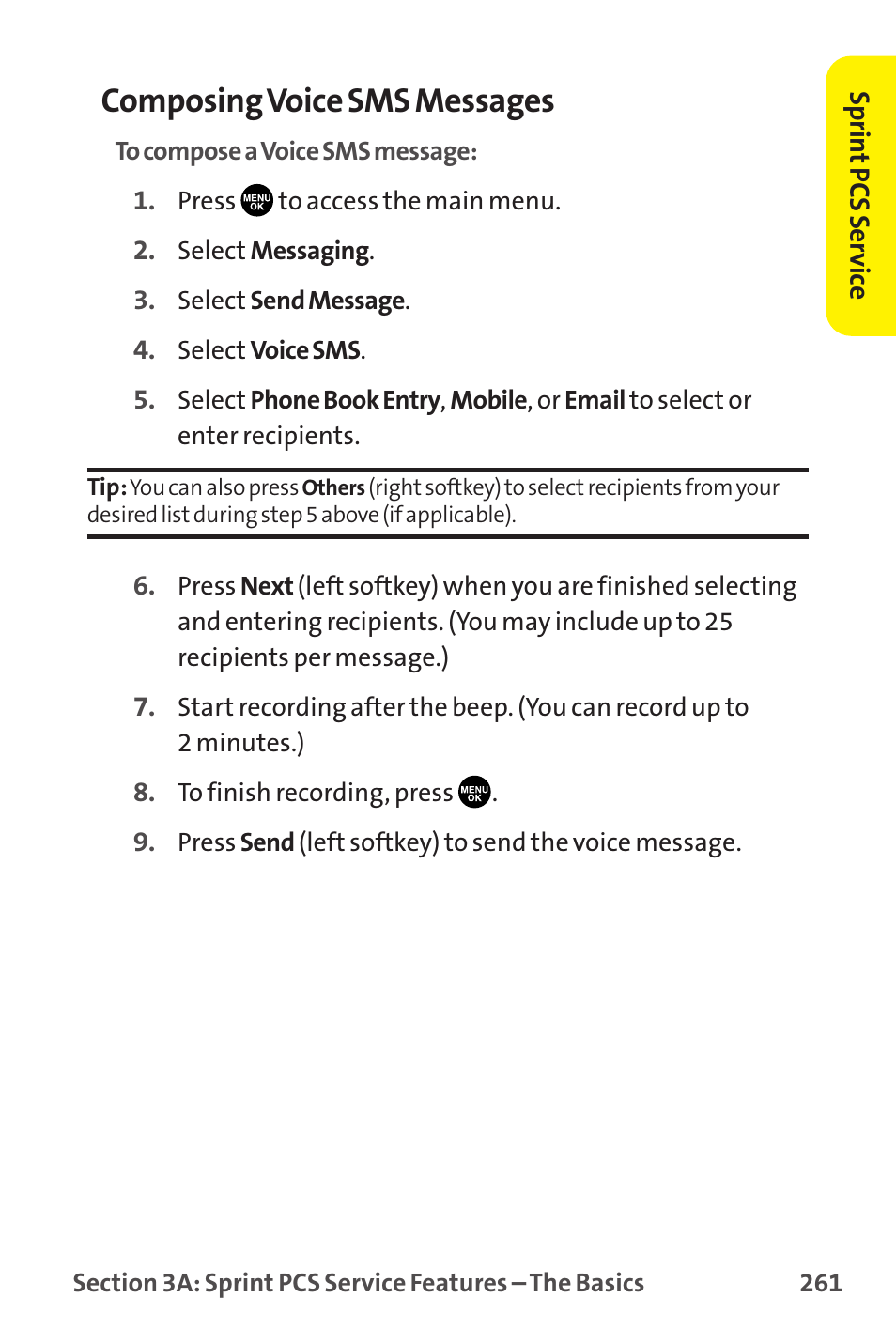 Composingvoice sms messages | Sprint Nextel MM-7500 User Manual | Page 271 / 345
