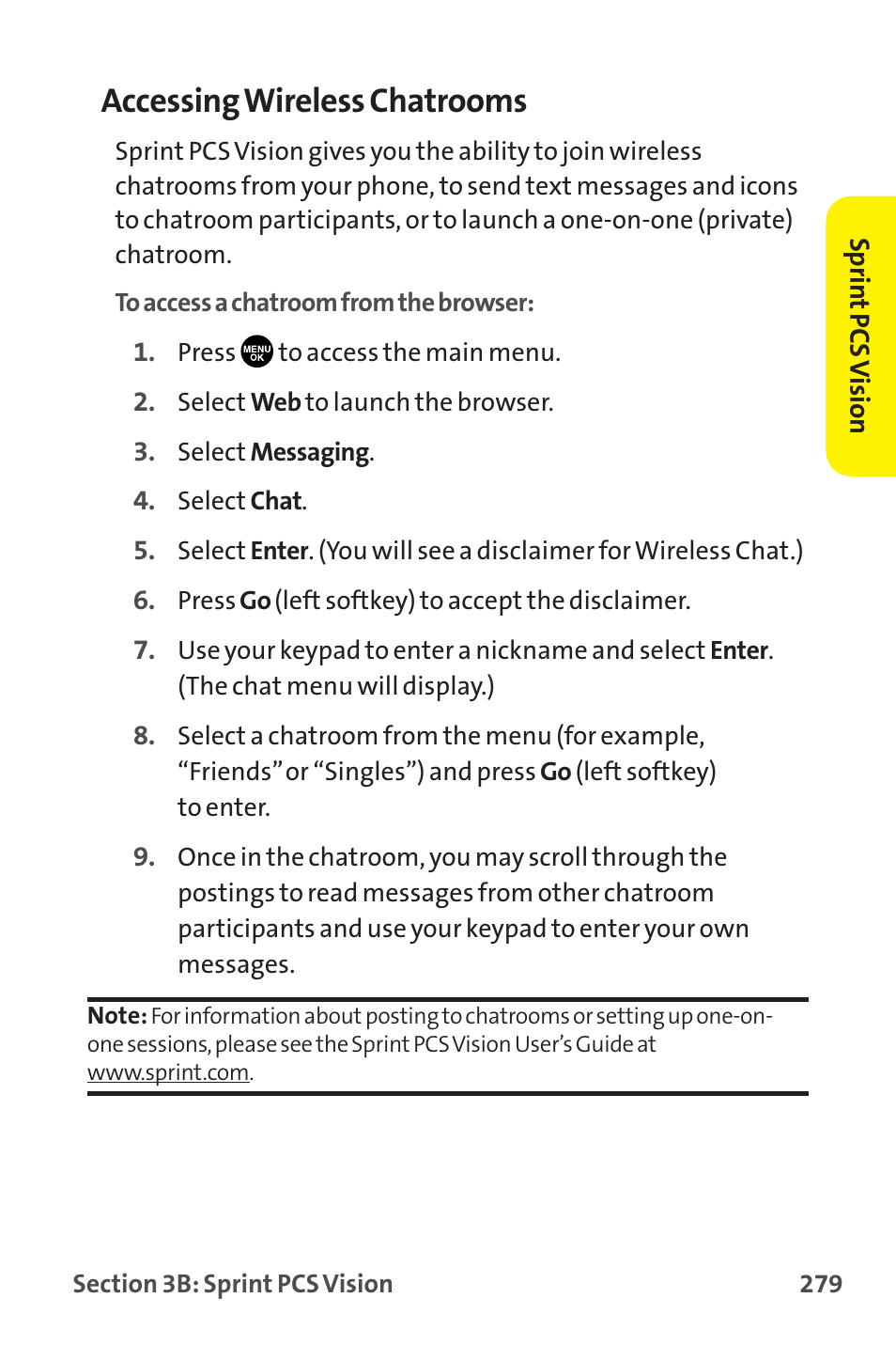 Accessing wireless chatrooms | Sprint Nextel MM-7500 User Manual | Page 289 / 345